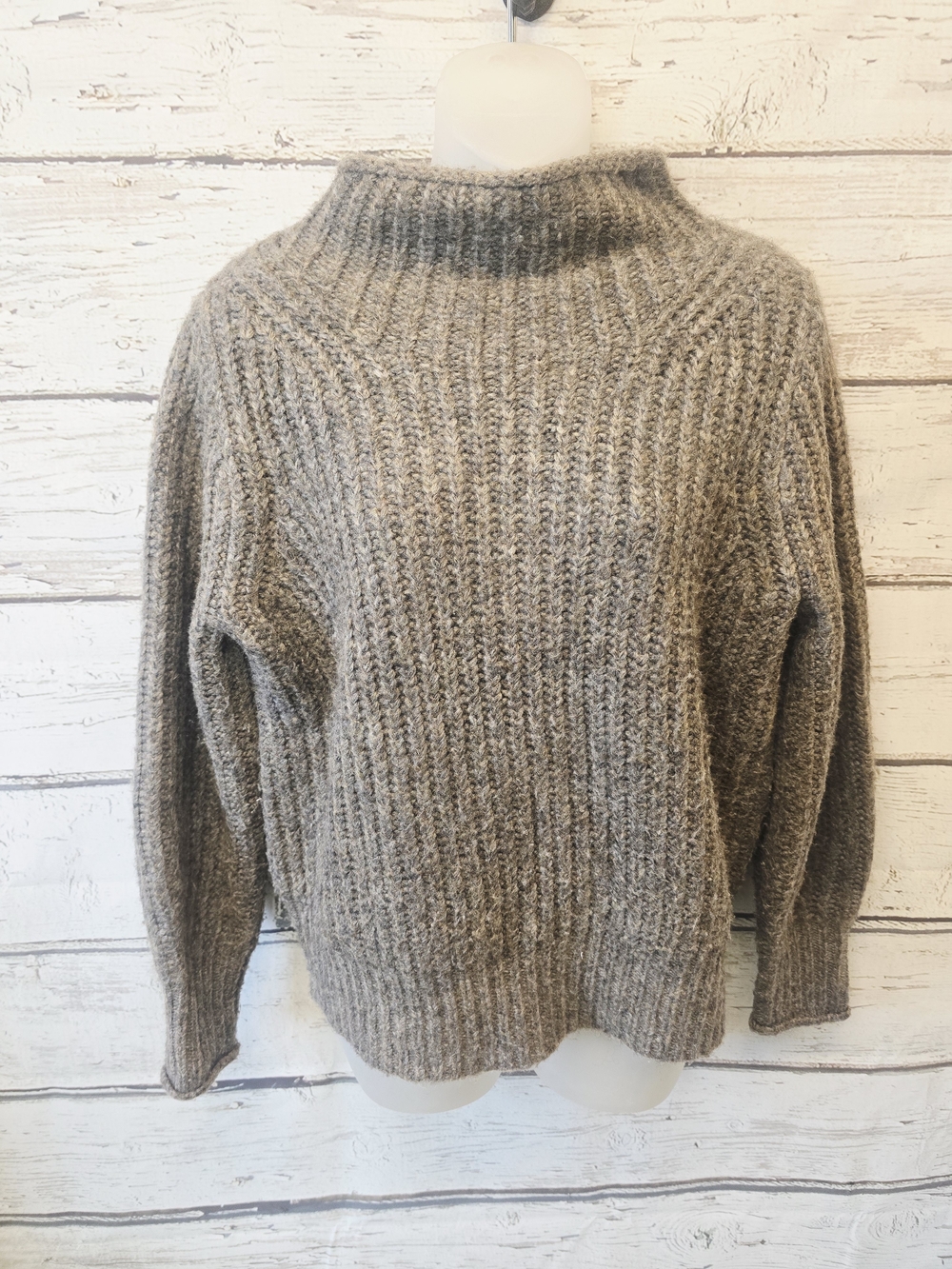 Madewell Heathered Taupe Ribbed Turtleneck Sweater XS